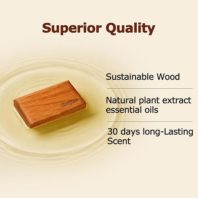 Car Air Freshener - Wood Air Freshener, Car Odor Absorber & Purifier, All Natural Plant Essential Oils,Long Lasting Scent, Pack of 3 (Teak-Amber-Grove)-CLIP INCLUDED