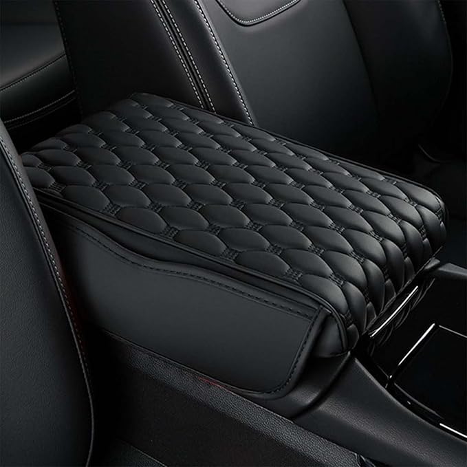 Car Center Console Cover for Jeep Compass 2017 2018 2019 2020 2021 2022 2023 2024 2025, PU Leather Auto Center Console Pad Car Armrest Cushion Car Interior Accessories,Black