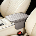 Car Center Console Cover, Leather Vehicle Armrest Storage Box Protector with 2 Storage Bags, Automotive Interior Middle Console Cushion Pad, Universal for SUV Sedan Truck (Gray)