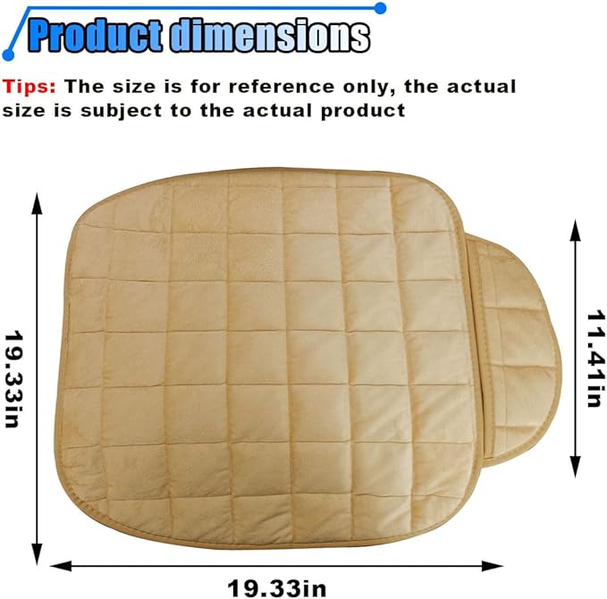 Car Seat Cushion, Soft Plush Vehicle Driver Seat Pad with Storage Pocket, Non-Slip Flat Rubber Bottom, Universal Seat Protector Cover for Truck, Car, SUV, Home, Office, Chair(Beige)