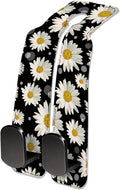 NUGGHU Car Seat Headrest Hook, Universal Leather Cute Hanger Holder Hook, Storage Organizer Interior Accessories for Purse Bags Handbag Cute Daisys