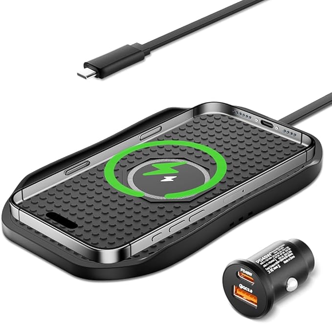 Wireless Charger for Car, Type C Wireless Fast Charging Pad,Charging Station for Multiple Devices,Adapter for iPhone 17 16 15 14 13 12 11, AirPods 3/Pro 2, Samsung S24/S23/S22