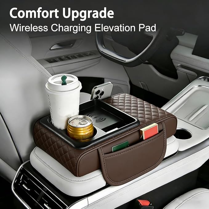 Armrest Cover for Car for GMC Sonoma 2000-2004, 4 in 1 Storage Box Pad with Cup Holders, Center Console Cover Cushion Heightening Pad,C