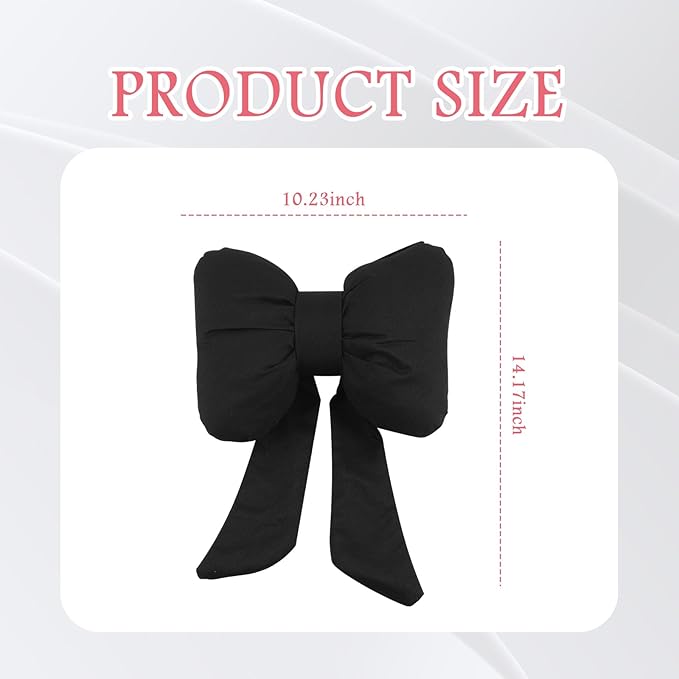 Cute Bow Car Headrest Pillow,Comfortable & Breathable Car Neck Pillows for Relief Neck Fatigue,Universal Head Rest Pillow for Cars Decoration as Birthday Gifts for Women,Girl (Black)