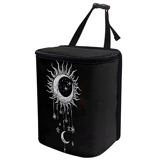 DISNIMO Galaxy Sun Moon Car Trash Can with Lid, Car Accessories Leak-Proof Waterproof Car Garbage Bin Collapsible Portable Car Storage Organizer Trash Bag for Car SUV Trucks