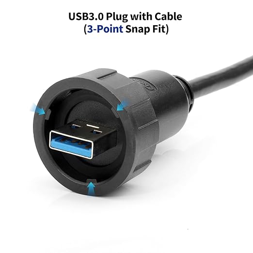 CNLINKO USB 3.0 Type A Male Plug to Male Plug with 1M Cable Connector Outdoor Waterproof IP67 Data Power Industrial Connector Port