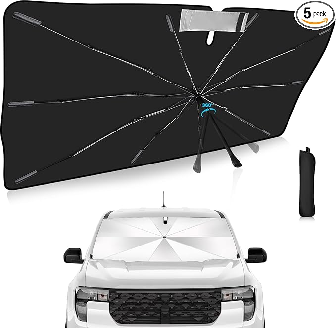 2025 Upgrade Windshield Sun Shade Umbrella Custom Fit for Ford Maverick 2022-2025 Foldable UV Protection Car Cover, Emergency Rain Shield & Dashboard Protector - Durable Auto Accessory