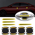 8pcs Universal Carbon Fiber Texture car Door Handle Scratch Protector Door Handle Cover car Handle Protector car Door Protector car Reflective Stickers(Yellow)