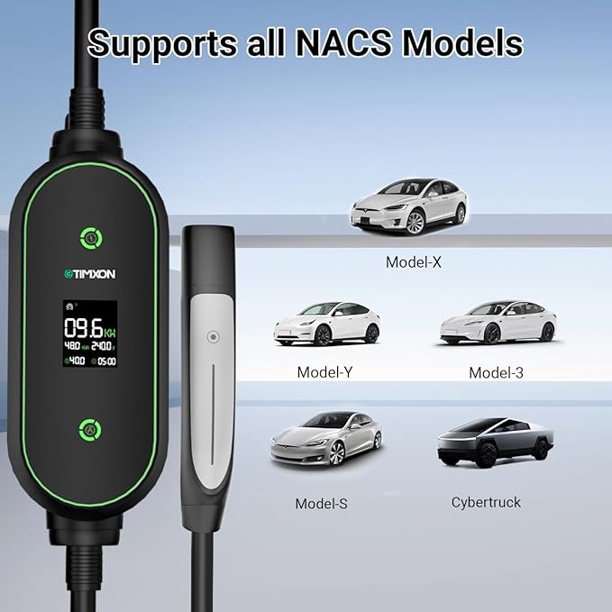 Level 2 EV Charger for Tesla,ETL Listed 40Amp 240V Portable EV Mobile Charger for Tesla, 25FT Cord,NACS Connector, NEMA 14-50 Plug, Compatible with Tesla Models 3/Y/S/X for Home, Garage, Road Trip