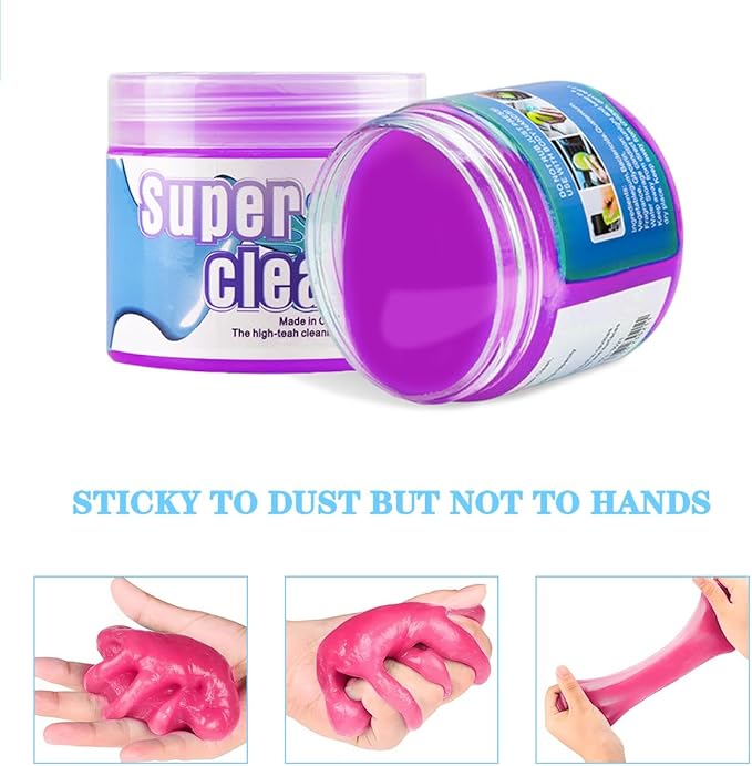 Cleaning Gel for Car, Universal Vehicle Interior Detailing Cleaning Putty Gel, Detail Cleaner Tools for Keyboard Vent PC Laptop Camera, Automotive Duster Remover Cleaner Accessories (Purple)