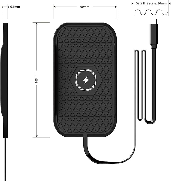 Wireless Car Charger,Fast Wireless No-Slip Charging Pad for car Cell Phone Cordless Charger mat Samsung Galaxy S24/S23/S22/S21, Android Phones, iPhone 16/15/14/13/12 Series,Airpod (Black)