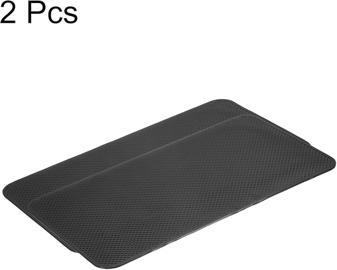 HARFINGTON 2pcs Car Dashboard Anti-Slip Mat 10.6" x 6" Universal Sticky Dash Pad Grid Pattern Washable Reusable Car Non-Slip Mats for Phone Keys Sunglasses Electronic Devices, Black