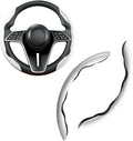 LevChall Carbon Fiber Steering Wheel Cover, 2-Piece Set Anti-Skid Comfortable Grip Segmented Butterfly Design, Easy Snap-On Installation Universal Fit 99% Cars, White