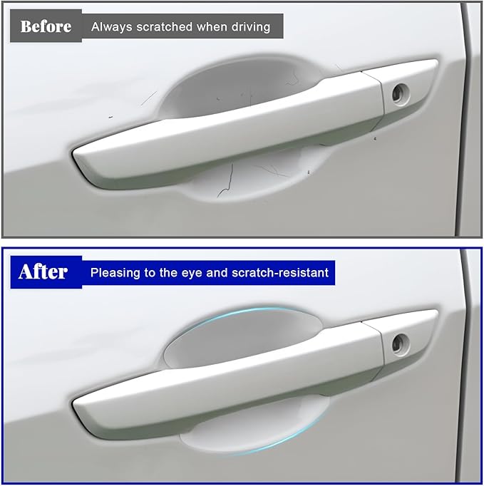 8PCS Car Door Handle Protector, Waterproof Anti-Scratch Film Clear Invisible Auto Door Bowl Sticker, Non-Marking Self Adhesive Handle Cup Scratch Guard for Most Vehicles (8 PCS)