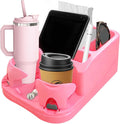 Car Center Console with Adjustable Cup Holders, Universal Center Console Organizer for Truck, Cars, Minivans, Suvs, Truck Floor Console, Bench Seat Center Console (Pink)