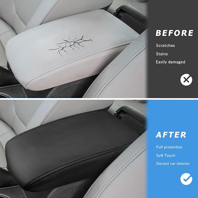 INTGET Car Center Console Armrest Cover for VW Volkswagen Jetta Accessories 2012 2013 2014 2015 2016 20172018 Middle Arm Rest Seat Box Cover Elbow Cushion Pad (Black, 2012-2018 A Version)