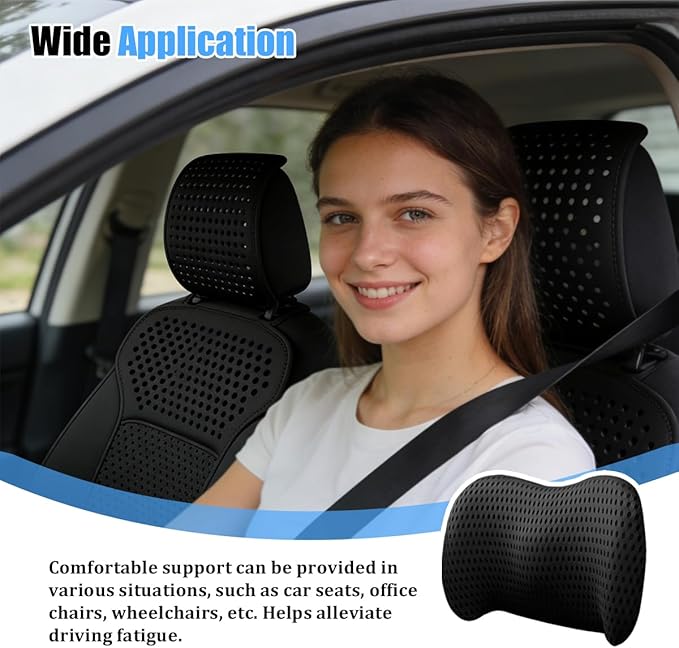 Car Lumbar Support Pillow, Memory Foam Ergonomic Vehicle Lower Back Support Cushion for Back Pain Relief and Sciatica, Automotive Interior Seat Lumbar Pillow, Universal for Vehicles (Black)