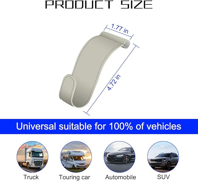 Car Co-Pilot Glovebox Hooks, 2PCS Anti-Scratch Vehicle Passenger Seat Storage Hanger for Handbag Purse Umbrellas, Auto Interior Organizer, Universal for SUV Sedan Truck(Beige)