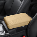 BODLYL Car Center Console Cover, Memory Foam Car Armrest Cover, Beige Arm Rest Covering Car, Middle Organizer Elbow Pillow, Leather armrest Cover for Car/SUV/Truck/Auto (No.2 Beige)