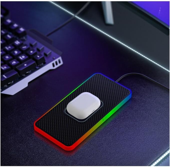 Wireless Charging Pad For Car, 15W Non-Slip Fast Charging With LED Light Silicone Pad Phone Charger, Compatible With Multiple Smartphones(30CM T-C)