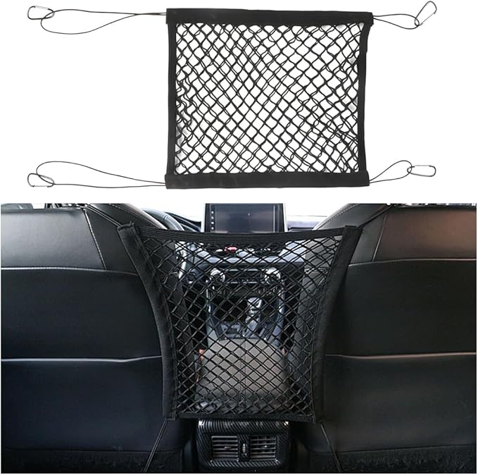 Mandark Dog Car Net Barrier, Stretchable Vehicle Pet Barrier with Safety Mesh Organizer, Auto Backseat Baby Divider Barrier & Storage Bag Accessories, Universal for SUV, RV, Truck