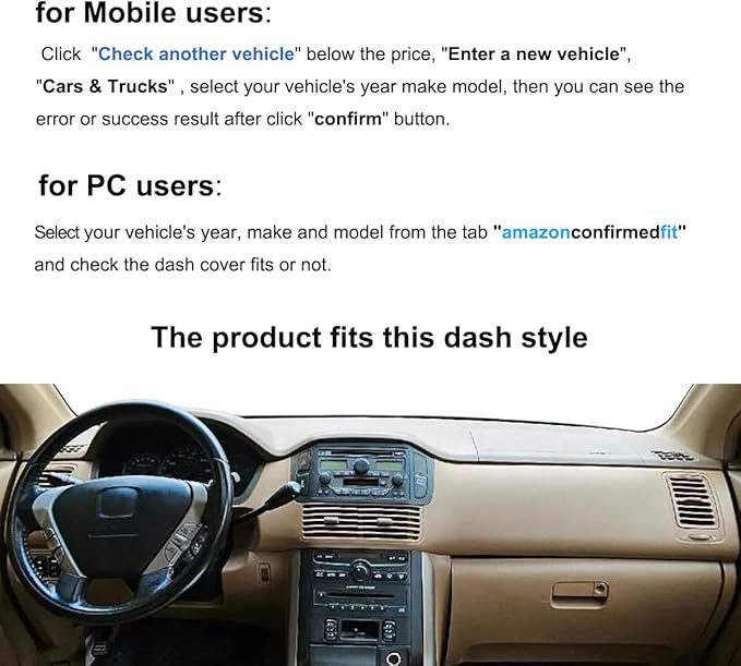Dash Cover Mat Custom Fit for Honda Pilot Dashboard Cover Cap Pad Carpet Protector F204 (Beige)
