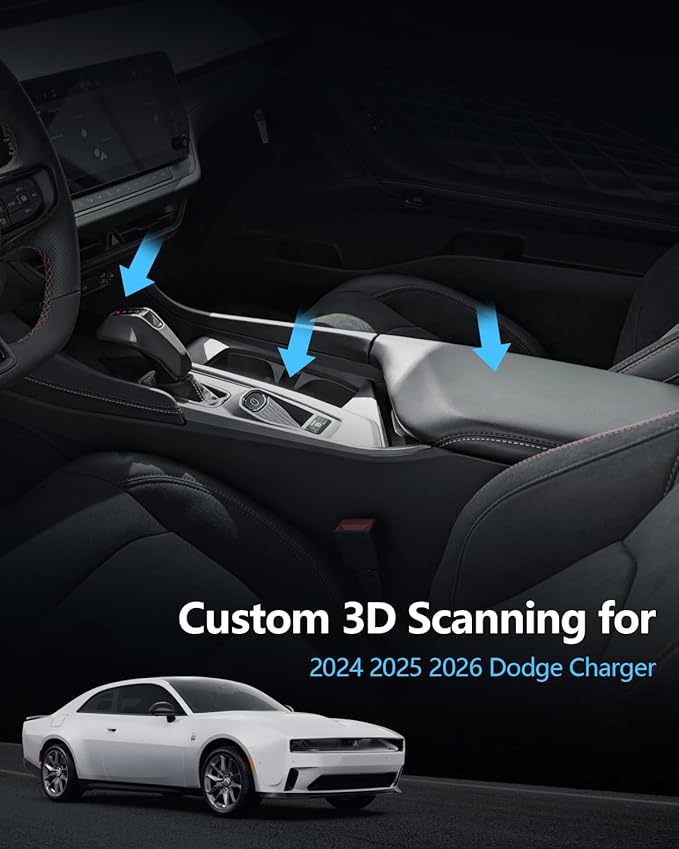 SKTU 3PCS for 2024 2025 2026 Dodge Charger Center Console Organizer for 2024 2025 2026 Dodge Charger Cup Holder Console Non-Slip Pad Console Tray Dodge Charger 2024 2025 2026 Accessories ABS Tray