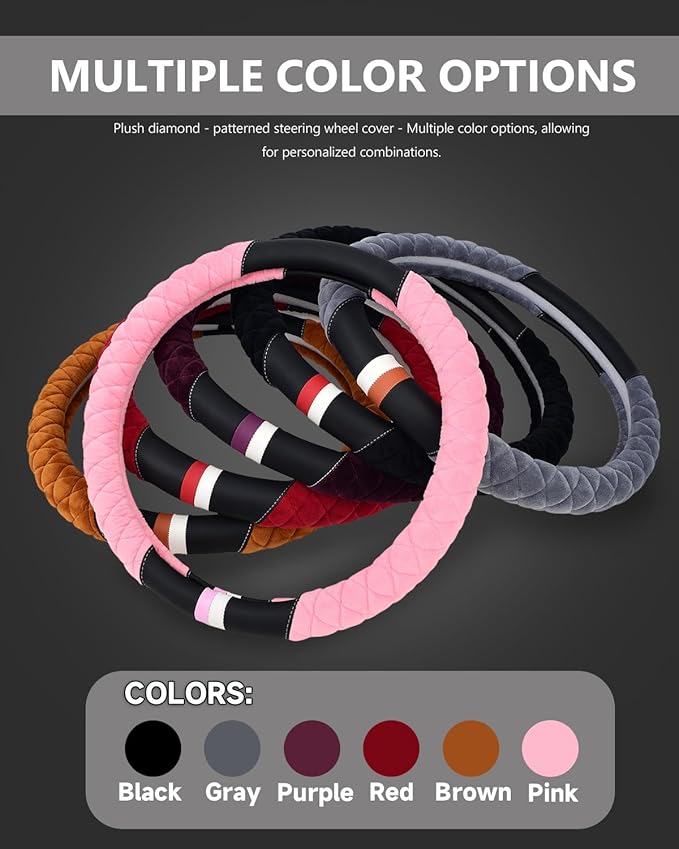 Cxtiy Universal Car Steering Wheel Cover Fluffy Soft Winter Plush Steering Wheel Cover (A-Purple)