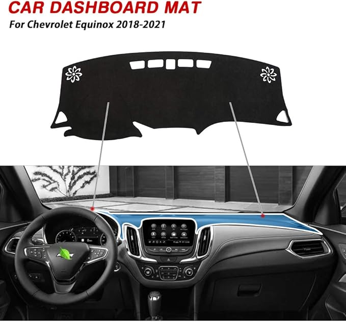 CARTIST Dashboard Cover Mat for 2018-2022 2023 2024 Chevy/Chevrolet Equinox Accessories Dash Cover Flannel Dash Mat Sunshade Glare UV Rays Protector