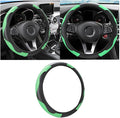 Car Steering Wheel Cover, 15 inch Carbon Fiber Microfiber PU Leather Elastic Steering Wheel Protector for Men Women, Anti-Slip Breathable Car Interior Accessories for Most Cars (Green)