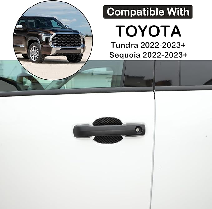 Car Exterior Door Handle Bowl Trim Cover Compatible with Toyota Tundra 2022+/Sequoia 2023+/Tacoma 2024+/4Runner 2025+, ABS Outside Door Grab Pull Handle Cup Bowl Scratch Protector Sticker Accessories