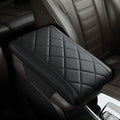 Car Center Console Cover Nappa Leather Memory Foam Armrest Box Seat Box Cushion Protector Pad Comfortable Height Increase Universal for Car Truck SUV (Diamond,White)