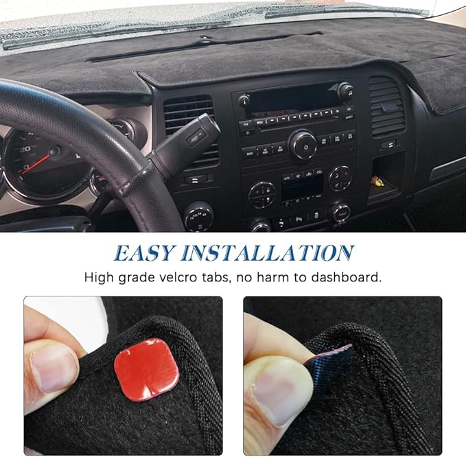 KEDAKEJI Black Dashboard Dash Board Cover Mat Carpet Compatible with 2007-2013 Chevrolet Silverado GMC Sierra