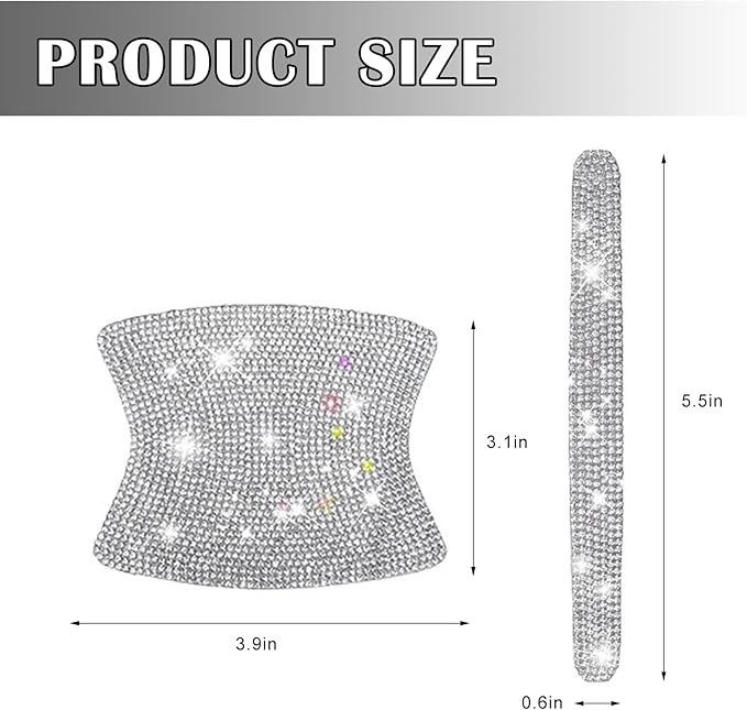 kingsea 8pcs Bling Car Door Handle Protector Stickers,Crystal Rhinestone Glitter Car Door Handles Cup Scratch Protectors Decals Universal (White)