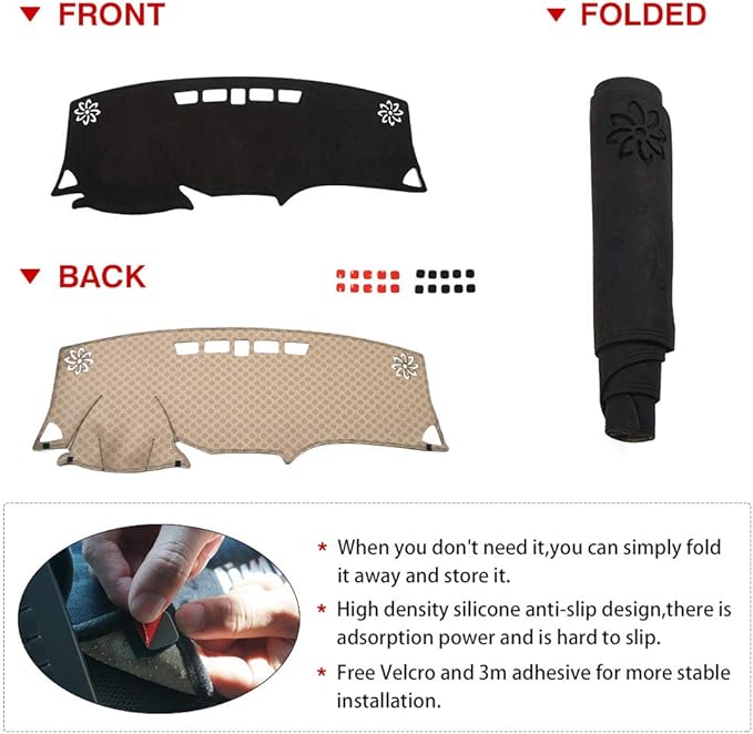 CARTIST Dashboard Cover Mat for 2018-2022 2023 2024 Chevy/Chevrolet Equinox Accessories Dash Cover Flannel Dash Mat Sunshade Glare UV Rays Protector