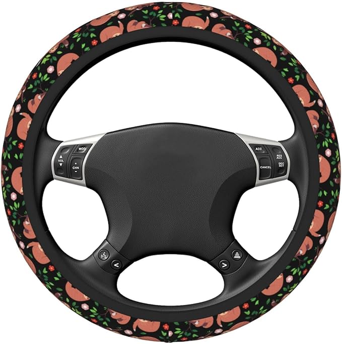 Cute Sloth Steering Wheel Cover for Women Men Girls, Car Accessories Decor Thickened Anti-Slip Auto Steering Wheel Covers Protector Universal Fit 15 Inch for Cars, Truck, SUV