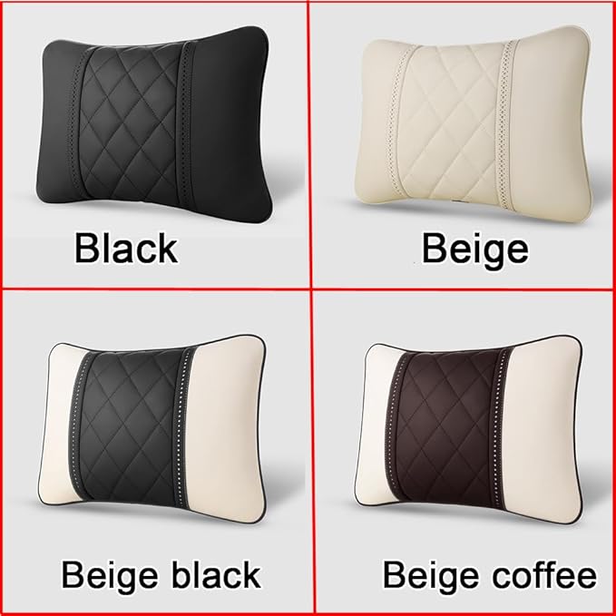Car Pillows Napa Leather Car Seat Rest Cushion Car Lumbar Pillow for Mercedes Benz Maybach S-Class Lumbar Support Pillow car Accessories（Beige Coffee）