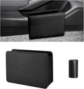 Car Trash Can, Leather Mini Dustbin Auto Storage Container with One Roll Trash Bag, Waterproof Foldable Garbage Organizer Interior Hanging Bag for Most Vehicles, Car Accessories (Black)