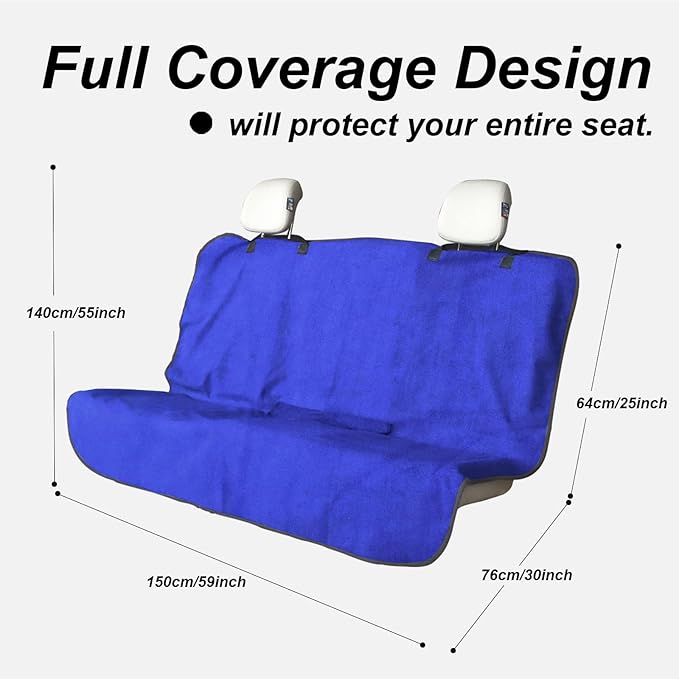 nbnhxnff Sweat Towel Car Seat Cover Protector Rear Seats for Gym Workout, Running, Swimming, Beach and Hiking, Waterproof Universal Seat Cover for Car, Trucks, Van & SUV(Blue, 1pcs Rear Seat)