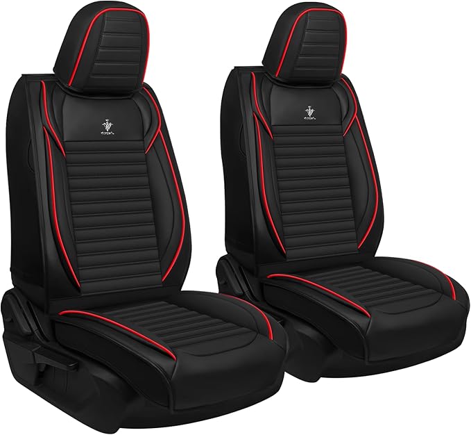 ARTIBY Seat Covers Custom Fit for Mitsubishi Outlander 2004-2025, Standard Waterproof Car Seat Cover, Breathable and Comfortable Leather Cushion Cover, Auto Interior Accessories (Black Red)