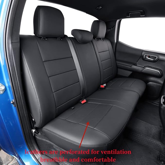 coverdream Tacoma Seat Covers Custom Fit for 2016-2023 Toyota Tacoma Access Cab/Xtra Cab SR SR5,Fully Covered Waterproof Faux Leather Truck Seat Protector-Full Set (Black)