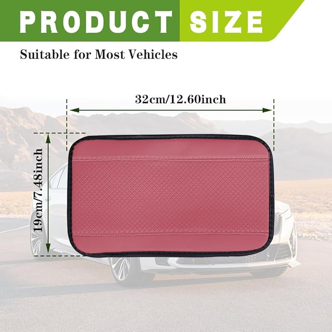 Car Center Console Armrest Pad, 12.6X 7.2 Inch PU Leather Waterproof Auto Armrest Seat Box Cover Protector, Car Center Console Cover, Universal Car Interior Accessories for Cars, Trucks, SUVs
