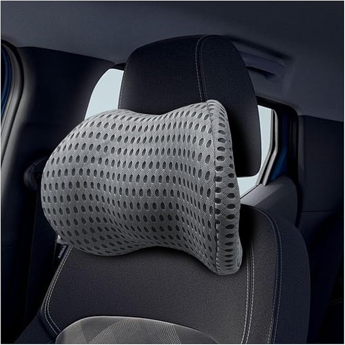 Ergonomic Memory Foam Car Neck Pillow with Adjustable Strap & Machine-Washable Cover - Long-Lasting Support for Long Drives & Office Uses(Darkgray)