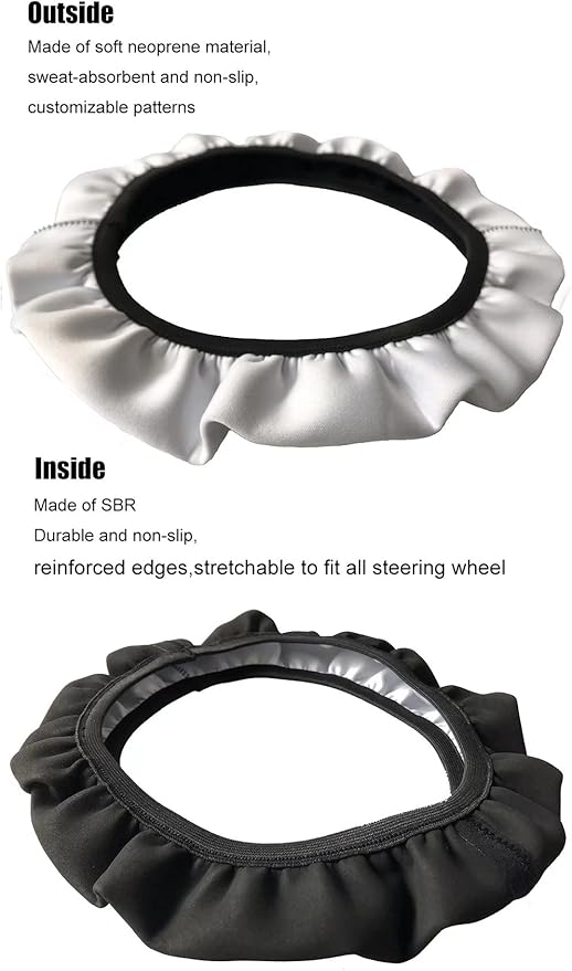 AFPANQZ Car Steering Wheel Covers Universal 15 inch Fit Almost Car Blue Rose Steering Wheel Covers Comfortable Soft Sweat Absorbing Steering Wheel Stretch-on Protector Cover Auto Decoration