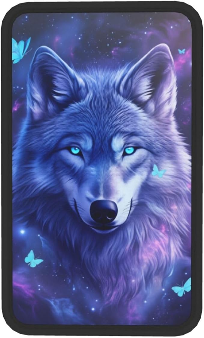 Universal Car Center Console Cushion Pad, Purple Wolf Butterfly Soft Waterproof Car Center Console Cover Auto Armrest Seat Box Cover Protector for Most Vehicle SUV Truck Car