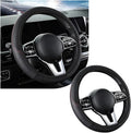 Car Steering Wheel Cover, 15 Inch Leather Breathable Auto Steering Wheel Protector, Comfortable Non-Slip Vehicle Steering Wheel Covers, Universal Interior Car Accessories (Black, AD)