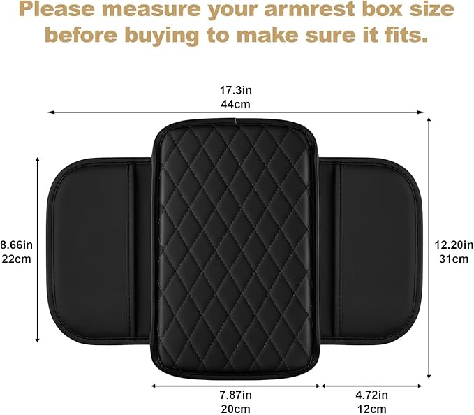 YORKNEIC Center Console Cover Fit for Ford Escape: Middle Console Cover with 2 Storage Pocket,Faux Leather Waterproof Anti-Scratch Car Armrest Cover Protector(Black)