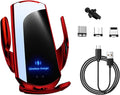 Wireless Car Charger Mount, 15W Automotive Electric Wireless Charger Holder, Car Air Vent Mount Bracket Fast Charging for Most Smartphone, Universal Car Accessories (Red)
