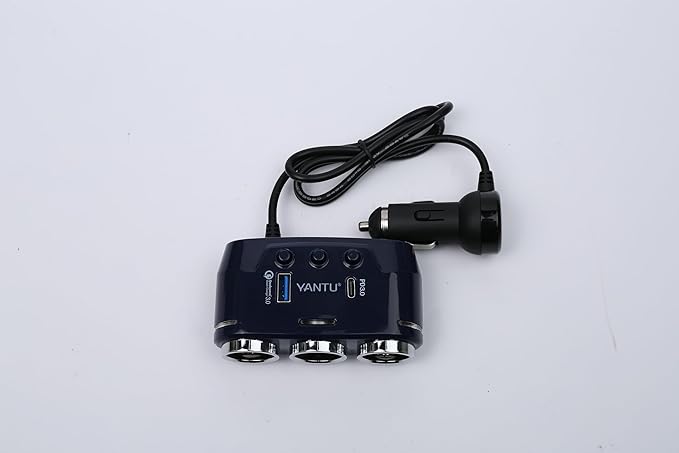YANTU QC3.0&PD Cigarette Lighter Adapter, 3-Socket 140W Car Cigarette Lighter Splitter with 12v USB Outlet,Car Charger Adapter with Double/Dual/USB C Charger Multi Port/Plug Outlet for Car Devices