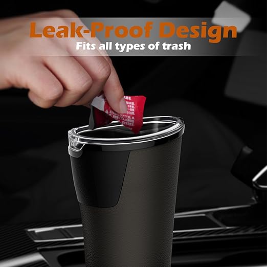 LoopTime Leakproof Car Trash Can,Mini Car Trash Bin for SUV and Truck,Small Removable Liner Cars Garbage Can,Waterproof Automotive TrashCan for Vehicle,Home,Office,Multipurpose,Easy to Clean (Black 2)